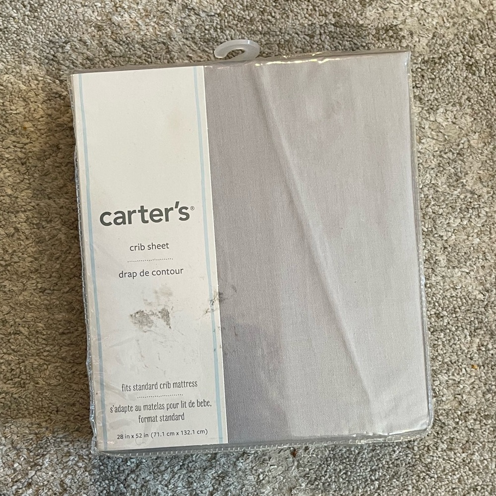 Carter's Gray Fitted Crib Sheet